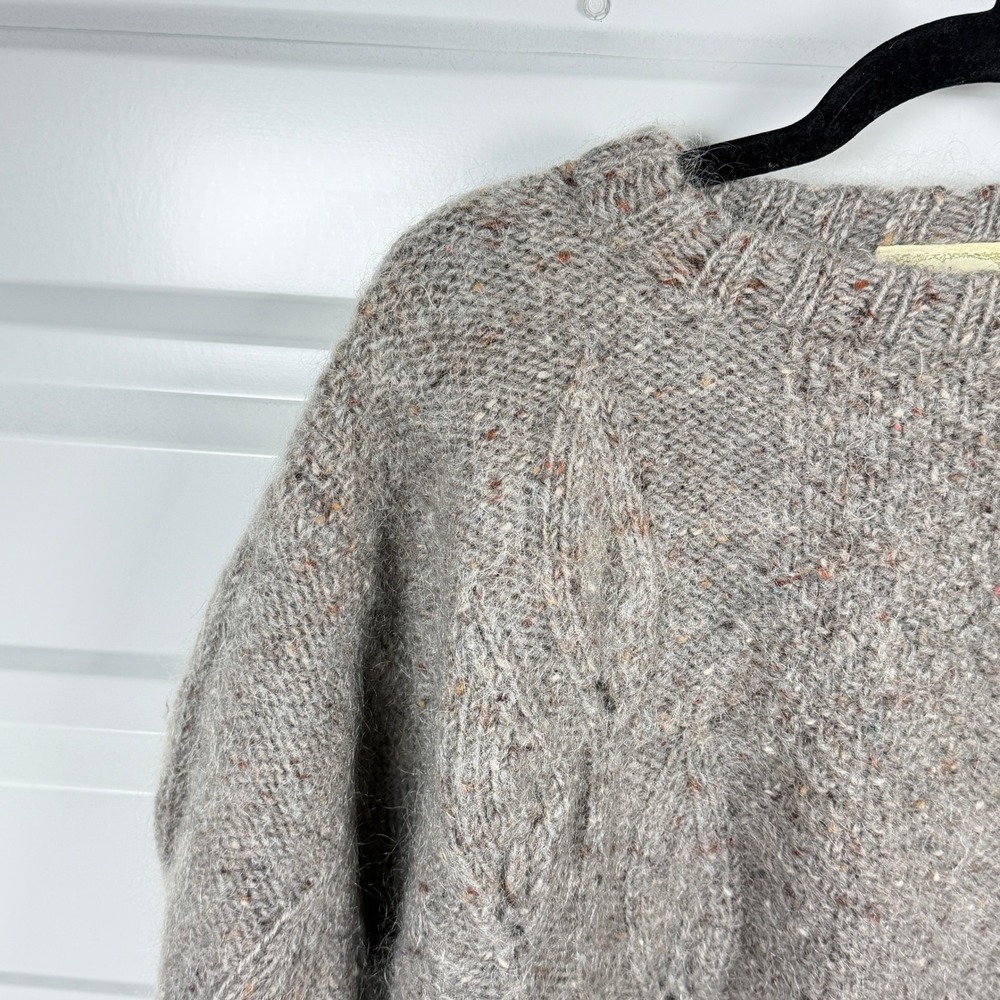 Gaeltarra Cable Knit Sweater Womens 38 Taupe Wool Mohair Ireland Vintage - Picture 2 of 7